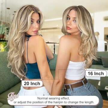 ALXNAN Clip-In Hair Extensions - Dirty Blonde & Bleach Blonde Blend, 20 Inch