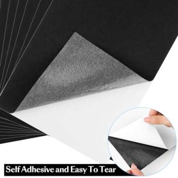 CHRORINE 10 Pcs Black Felt Fabric Sheets Self Adhesive Felt Sheets 8 x 12 Inches Felt Paper for DIY Art and Craft Supplies.