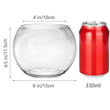YOUEON 4 Pack Glass Bubble Bowl Vases, 6" W x 4.5" H Glass Terrarium Bowls Fish Bowls Round Glass Va...