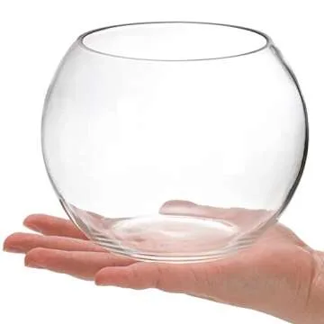 YOUEON 4 Pack Glass Bubble Bowl Vases, 6" W x 4.5" H Glass Terrarium Bowls Fish Bowls Round Glass Vase Candle Holders, Globe Flower Vase Centerpiece for Wedding Event Home Decor