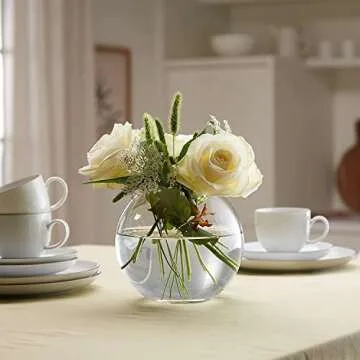 YOUEON 4 Pack Glass Bubble Bowl Vases, 6" W x 4.5" H Glass Terrarium Bowls Fish Bowls Round Glass Vase Candle Holders, Globe Flower Vase Centerpiece for Wedding Event Home Decor