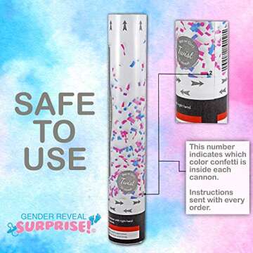 Gender Reveal Surprise Powder Cannons Bundle, 16 Inch, Non-Toxic, 2 Blue Powder Dispensers Plus 8 Free Gender Reveal Party Balloons Decorations