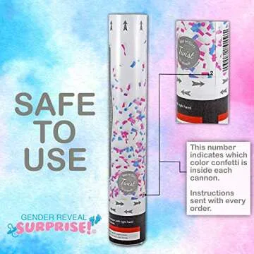 Gender Reveal Surprise Powder Cannons Bundle, 16 Inch, Non-Toxic, 2 Blue Powder Dispensers Plus 8 Free Gender Reveal Party Balloons Decorations