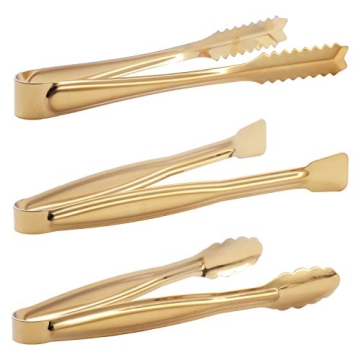HINMAY Gold Plated Mini Serving Tongs Set for Appetizers