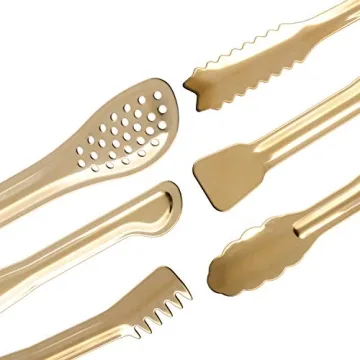 HINMAY Gold Plated Mini Serving Tongs Set for Appetizers