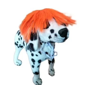 Dog Wigs Pet Orange Hair Wigs Short Straight Synthetic Hair Cosplay Christmas Halloween Orange Wig f...