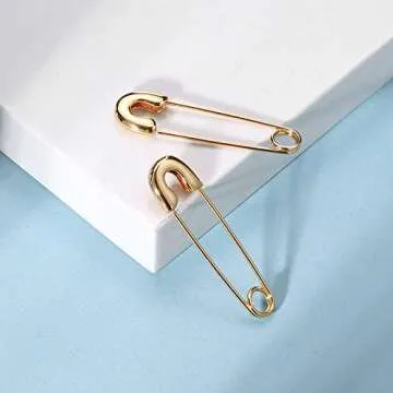 Gold Plated Stainless Steel Stylish Cartilage Earrings Punk Goth Safety Pin Earrings for Women,Valentine's Day Gift idea for her