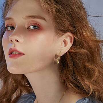 Gold Plated Stainless Steel Stylish Cartilage Earrings Punk Goth Safety Pin Earrings for Women,Valentine's Day Gift idea for her