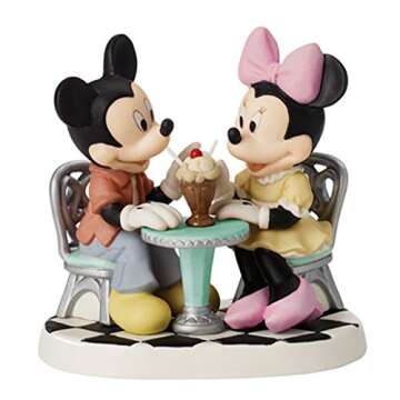Precious Moments Mickey and Minnie Sharing Ice Cream Float Figurine