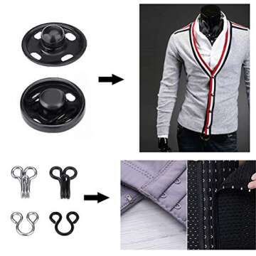 3 Styles Skirt Hooks and Eyes Sewing Hook, Sewing Snaps Clothing Fixing Tools with Metal Snaps Buttons Fasteners Press Studs for Trousers Skirt Dress Sewing and Crafting