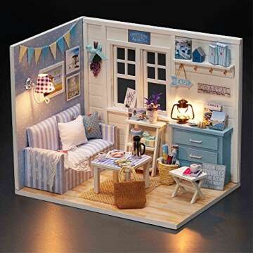 Flever Dollhouse Miniature DIY House Kit Creative Room with Furniture and Cover for Romantic Valenti...