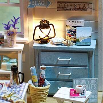 Flever Dollhouse Miniature DIY House Kit Creative Room with Furniture and Cover for Romantic Valentine's Gift (Fresh Sunshine)