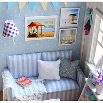 Flever Dollhouse Miniature DIY House Kit Creative Room with Furniture and Cover for Romantic Valentine's Gift (Fresh Sunshine)