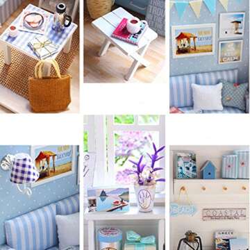 Flever Dollhouse Miniature DIY House Kit Creative Room with Furniture and Cover for Romantic Valentine's Gift (Fresh Sunshine)