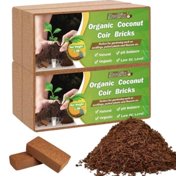 ZeeDix 4 Pcs Premium Coco Coir Brick- 100% Organic Compressed Coconut Coir Starting Mix, Coco Coir F...