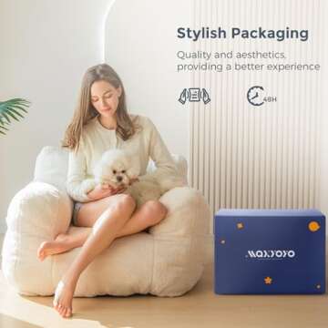 MAXYOYO Sherpa Bean Bag Chair, Boucle Tufted Bean Bag Couch, Living Room Bean Bag Chair for Adults Kids, Teddy Lazy Sofa Accent Chair with Pocket for Reading, Stuffed with Filler