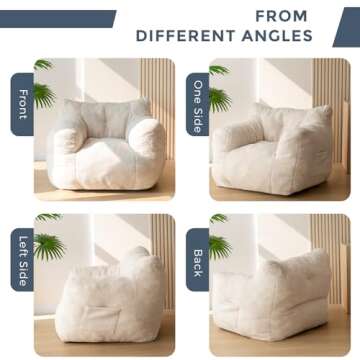 MAXYOYO Sherpa Bean Bag Chair, Boucle Tufted Bean Bag Couch, Living Room Bean Bag Chair for Adults Kids, Teddy Lazy Sofa Accent Chair with Pocket for Reading, Stuffed with Filler