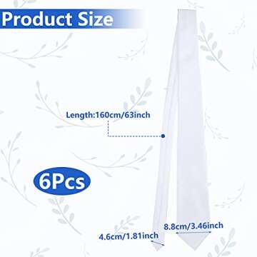 Geyoga Sublimation Blank Tie for Men Solid DIY Dye White Polyester Neckties Sublimation for Weddings...