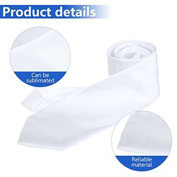 Geyoga Sublimation Blank Tie for Men Solid DIY Dye White Polyester Neckties Sublimation for Weddings Party(6 Pieces)