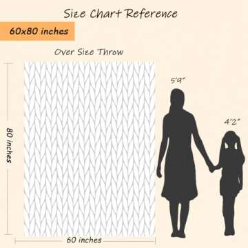 YAAPSU Chunky Knit Throw Blanket for Couch, 60"x80", 100% Hand Knitted Thick Cable Knit with Cozy Ju...