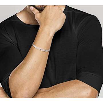 Miabella 925 Sterling Silver Italian 5mm Solid Diamond-Cut Cuban Link Curb Chain Bracelet for Men Women, Made in Italy (Length 6.5 Inches+0.5 Ext.)