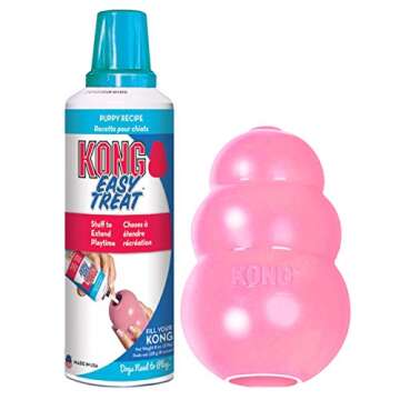 KONG - Puppy Toys for Teething with Puppy Easy Treat Stuffing (Colors May Vary) - for Medium Puppies