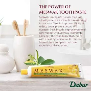 Dabur Meswak Toothpaste - Fluoride Free Toothpaste, Natural Toothpaste for Oral & Gum Health, Toothpaste for Dental Care. Natural Toothpaste with Miswak Essence, Daily Toothpaste for Oral Care