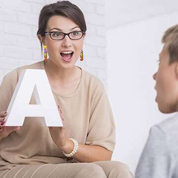 HZEYN 3 Pairs Beaded Teacher Earrings for Women Handmade Beaded Pencil ABC Dangle Earrings Back To S...