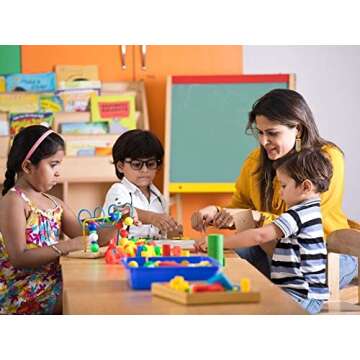 HZEYN 3 Pairs Beaded Teacher Earrings for Women Handmade Beaded Pencil ABC Dangle Earrings Back To School Jewelry Educator Teacher Appreciation Gifts (123 pencil)