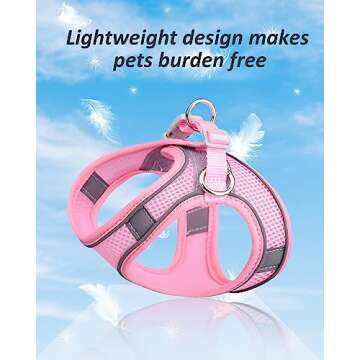 Solmoony Dog Harness for Small Medium Large Dogs No Pull, Puppy Harness and Leash Set, Puppy Harness for Small Dogs, Step in Harness for Small Dogs, Small Dog Harness, mesh Dog Harness. (Pink, XXS)