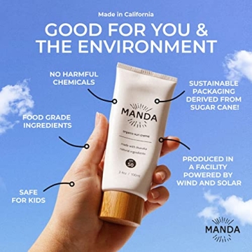 MANDA Organic Sunscreen SPF 50 for Family Safety and Care