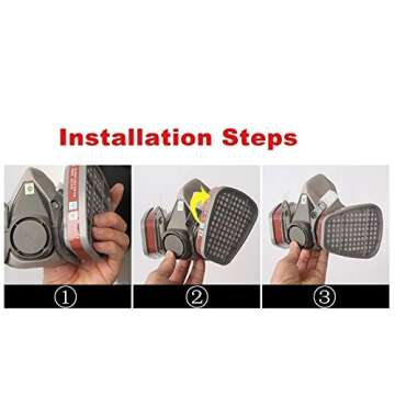 10 pcs/set Reusable Half Face Cover Respirator with 2 Replaceable Filters and Dual Vents, No-Fog Paint Face Cover and Dust Cover, Safety Cover for Painting, Welding, Cleaning, Woodworking,Construction