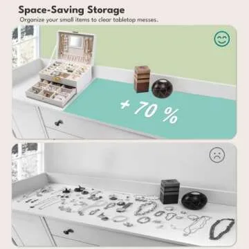 NUCAZA Jewelry Box For Women Girls With Mirror, 2-Layers Large Organizer Box for Earrings, Necklaces, Bracelets & Rings - Travel Jewelry Case, Jewelry Holder Storage, Gifts, White