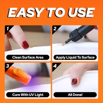 Bondic LED UV Glue Kit, Super Glue, Liquid Plastic Welder, Cures Quickly, Adhesive Repair for Home, Garage, Outdoors (LED Light & Liquid Cartridge in a Tin Case)