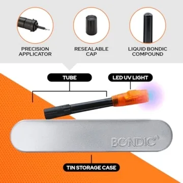Bondic LED UV Glue Kit, Super Glue, Liquid Plastic Welder, Cures Quickly, Adhesive Repair for Home, Garage, Outdoors (LED Light & Liquid Cartridge in a Tin Case)