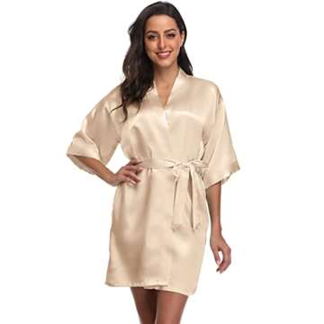 Elegant Women's Floral Satin Kimono Robe for Weddings