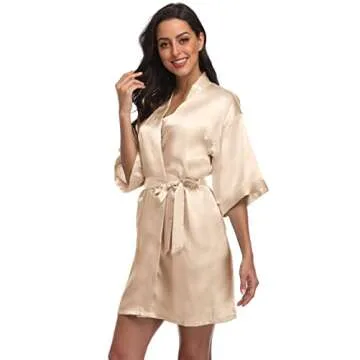 Elegant Women's Floral Satin Kimono Robe for Weddings