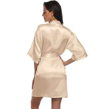 Elegant Women's Floral Satin Kimono Robe for Weddings