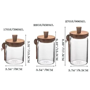 Piscepio Glass Jars with Wooden Lids and Spoons Set