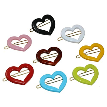 Parcelona French Love Hearts Small 1 1/4” Celluloid Set of 8 Side Slide In Hair Clip Barrettes
