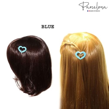 Parcelona French Love Hearts Small 1 1/4” Celluloid Set of 8 Side Slide In Hair Clip Barrettes