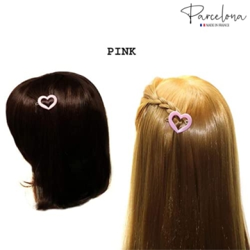 Parcelona French Love Hearts Small 1 1/4” Celluloid Set of 8 Side Slide In Hair Clip Barrettes