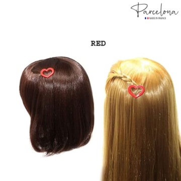 Parcelona French Love Hearts Small 1 1/4” Celluloid Set of 8 Side Slide In Hair Clip Barrettes