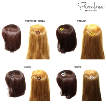 Parcelona French Love Hearts Small 1 1/4” Celluloid Set of 8 Side Slide In Hair Clip Barrettes