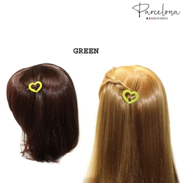 Parcelona French Love Hearts Small 1 1/4” Celluloid Set of 8 Side Slide In Hair Clip Barrettes