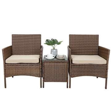 Alek 3-Piece Rattan Bistro Set - Modern Outdoor Furniture for All Occasions