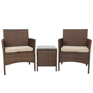 Alek 3-Piece Rattan Bistro Set for Stylish Outdoor Comfort
