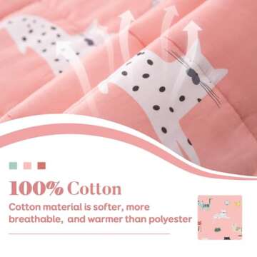 Sivio Weighted Blanket - 100% Cotton Weighted Blanket 5 lbs 36 x 48 inches, Washable Breathable Soft Heavy Blanket for Calm Sleeping for Home and School Nap, Pink Cat