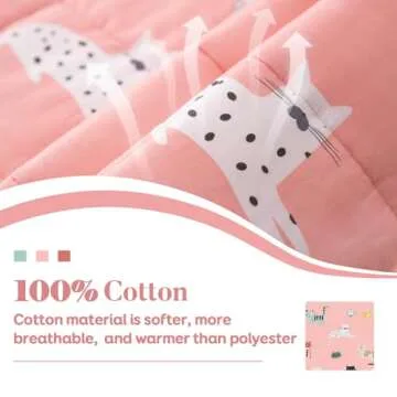Sivio Weighted Blanket - 100% Cotton Weighted Blanket 5 lbs 36 x 48 inches, Washable Breathable Soft Heavy Blanket for Calm Sleeping for Home and School Nap, Pink Cat