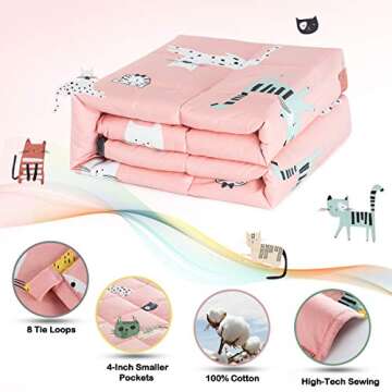 Sivio Weighted Blanket - 100% Cotton Weighted Blanket 5 lbs 36 x 48 inches, Washable Breathable Soft Heavy Blanket for Calm Sleeping for Home and School Nap, Pink Cat